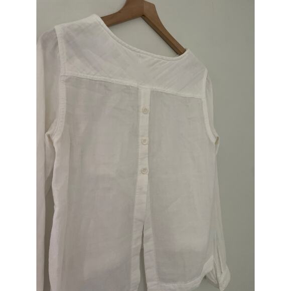 Cloth & Stone White Split Back Top XS Long Sleeve Hi Low Shirt Minimalist - Picture 8 of 9